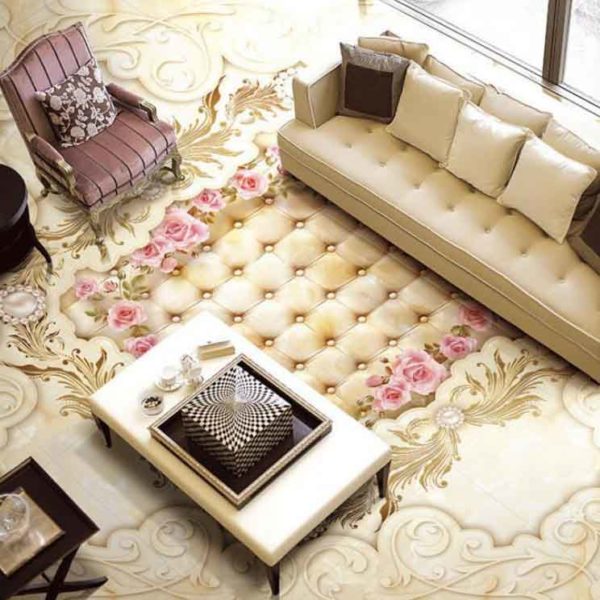 3D Classic Cream Mural Epoxy Flooring