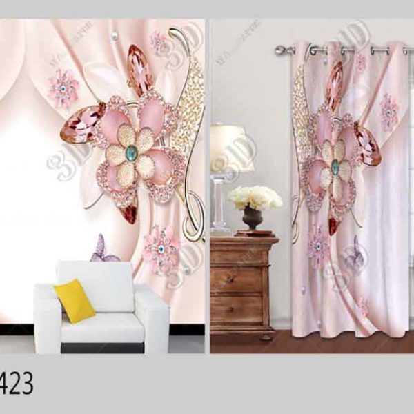 3D Curtain Pink Mural 60423