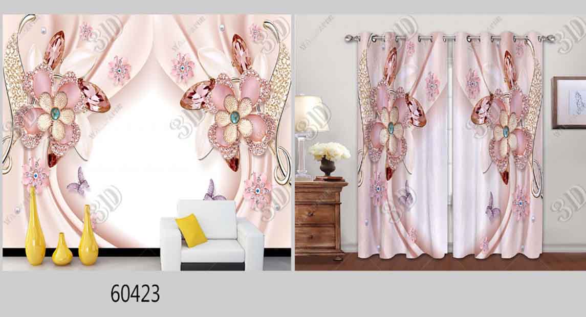 3D Curtain Pink Mural 60423 3D Curtain Pink Mural 60423
