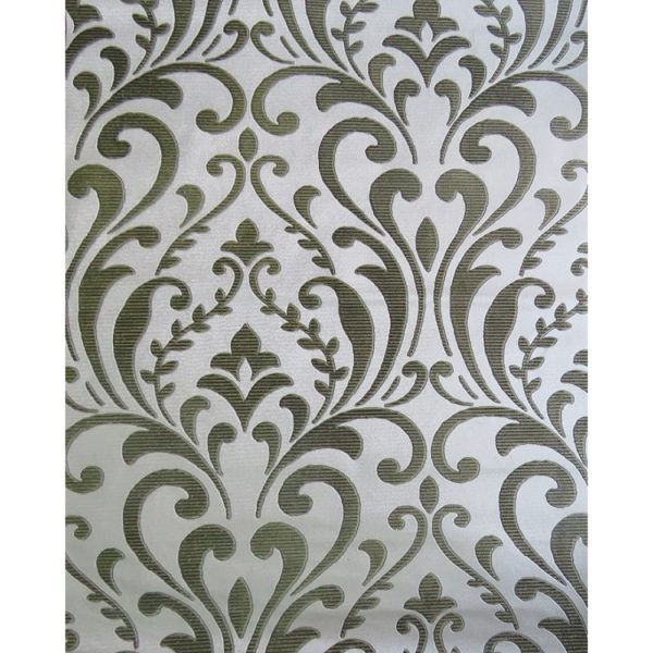 Cream and Green Damask Wallpaper – BEL02001