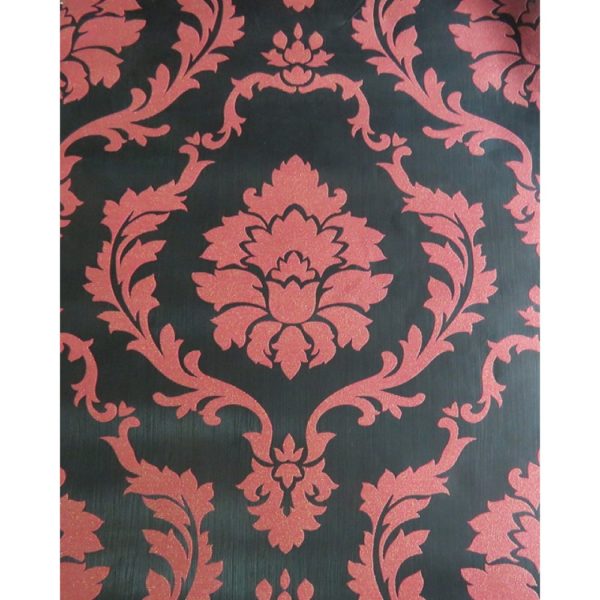 RED BLACK DAMASK WALLPAPER – BEL02012