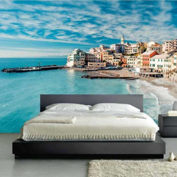 Italy Bogliasco Illustrated Wallpaper TMS016