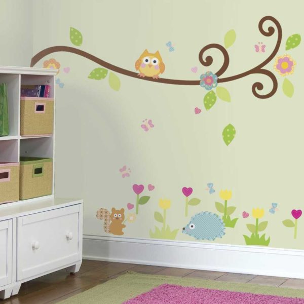 Owls Tree Branch Wall Stickers for Kids Rooms