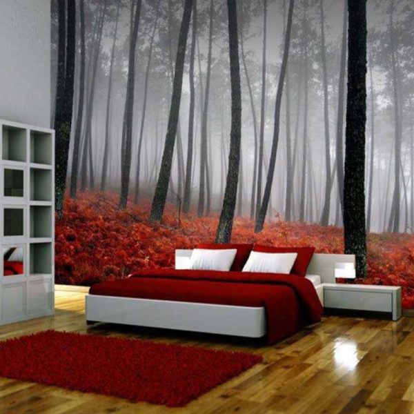 Red Forest Landscape 3D Wallpaper TMS116