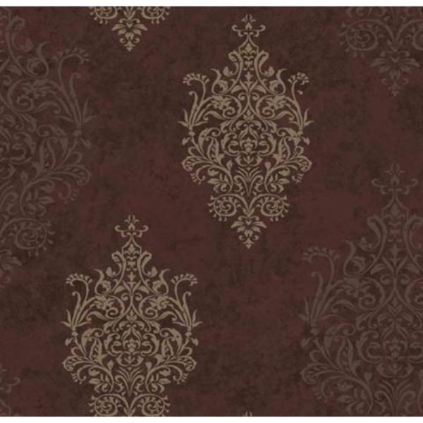 Deep Purple Mulberry Medallion Wallpaper-SIS40551