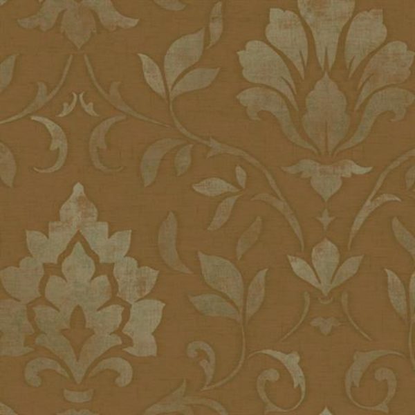 Brown Gold Sapphire Damask Wallpaper – SIS40621