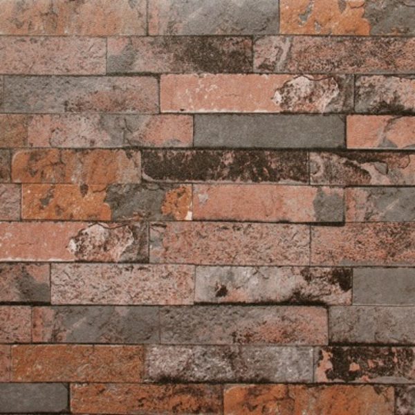 Stone therapy Burnt orange Grey Brick Wallpaper – SE451004